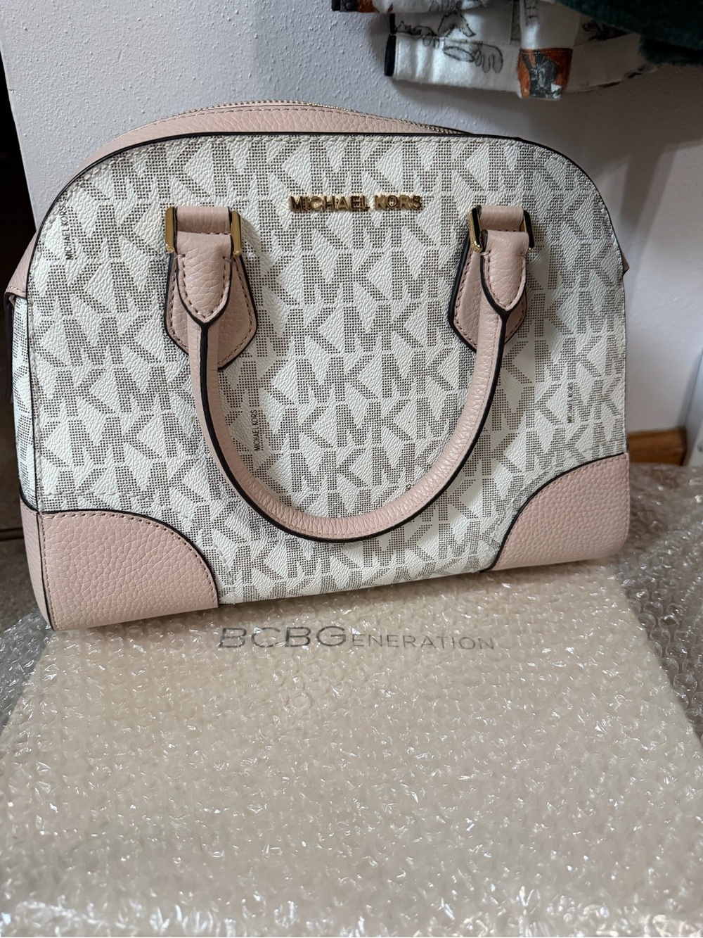 Michael Kors Blush Pink MK Logo Dome Satchel